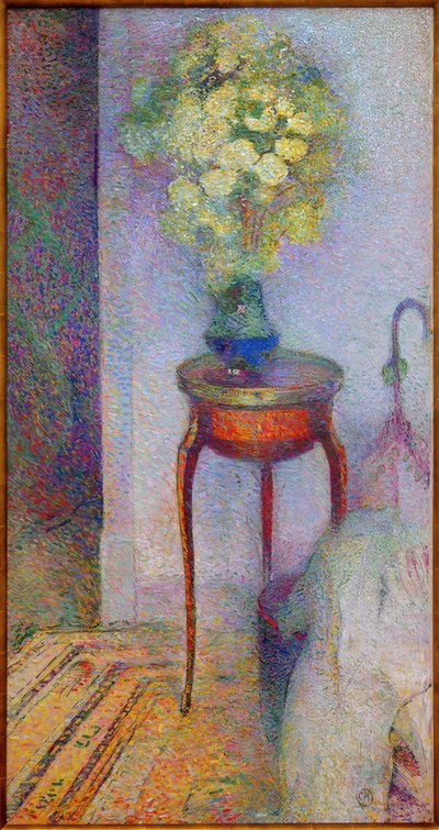 Interno con fiori su un tavolo Impero da Curt Herrmann